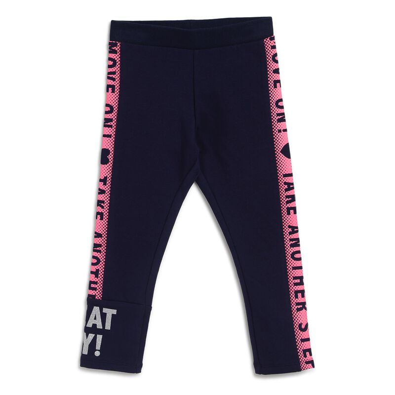 Girls Dark Blue Printed Sweatshirt with Leggings Set image number 2